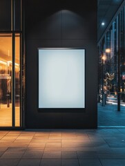 signboard mockup and template empty frame for logo or text on exterior street advertising city shop background, modern flat style.