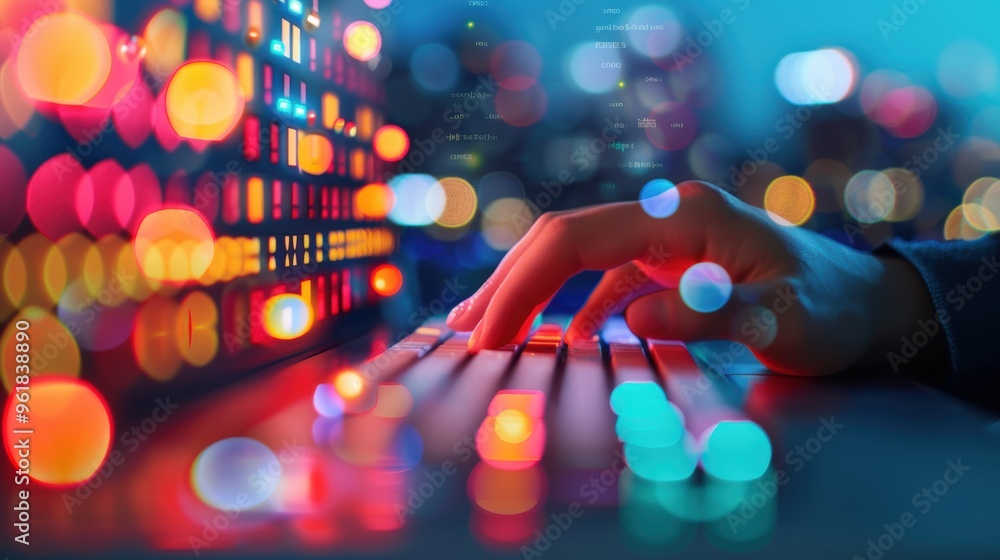 Poster an it professional configuring network firewall settings, emphasizing the critical role of cybersecu