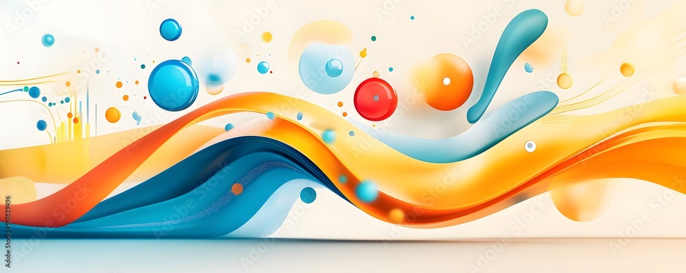 Aufkleber abstract colorful background with wavy lines and spheres.