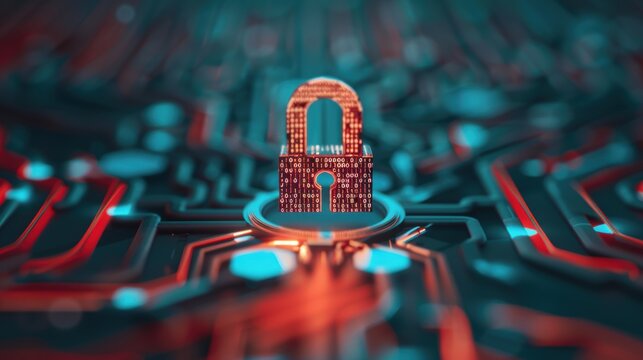 A close-up of a digital lock mechanism overlaid with binary digits, illustrating the concept of data encryption and secure digital transactions.