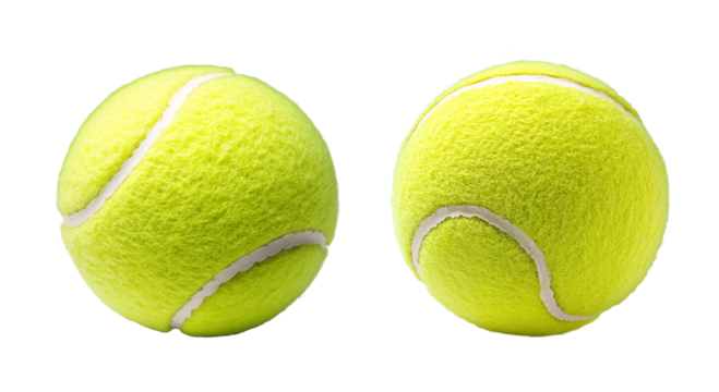 tennis ball collection isolated on a transparent cut-out background, yellow tennis ball PNG