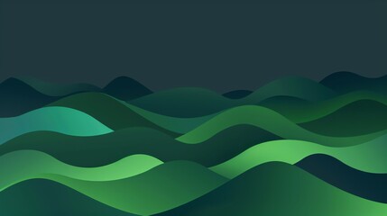 Fototapeta premium Abstract green vector wave design with blue ocean and mountain backdrop