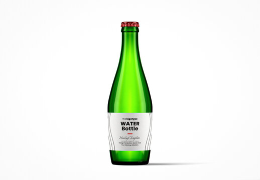 Green Glass Monk Water Bottle Mockup