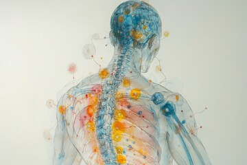 Simple Sketch of Person with Diagram of Pain Points Along the Back