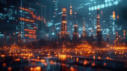 Futuristic Cityscape with Data and Technology