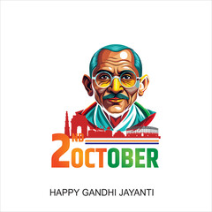 Gandhi Jayanti is an event celebrated in India to mark the birth anniversary of Mahatma Gandhi, vector design 