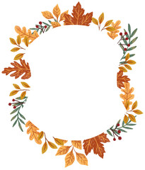 Autumn Curved Leaf Frame Illustration