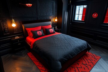 Spooky bedroom, shadowy corners, hidden alcoves invite the imagination to wander and wonder what might lurk there