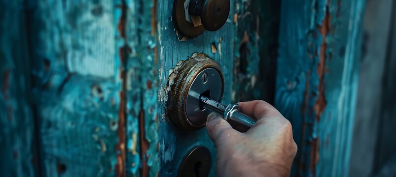 A Locksmith Repairing the Bad Lock