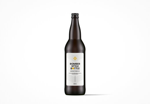 Bomber Style Matte Glass Bottle Mockup