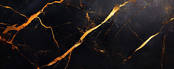 A dynamic and bold black marble background with striking gold veins cutting across the surface diagonally.