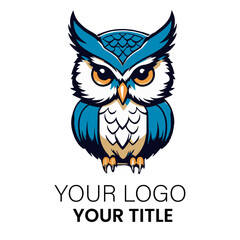 A captivating blue owl logo, perfect for businesses seeking a strong and memorable visual identity that stands out.
