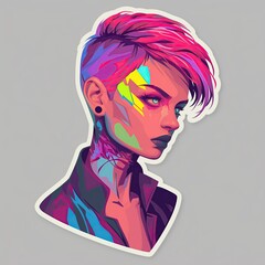 contour-cut sticker antisocial, 3d rendering, graphic generated AI