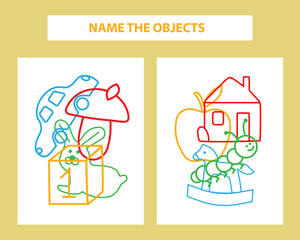 Name the object game. Educational game for attention. Printable sheet.