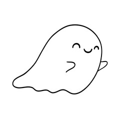 Halloween ghost line drawing, ghost doodle, Halloween coloring line.