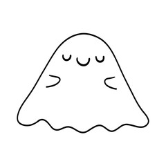Halloween ghost line drawing, ghost doodle, Halloween coloring line.