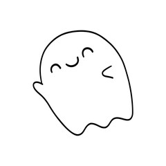 Halloween ghost line drawing, ghost doodle, Halloween coloring line.