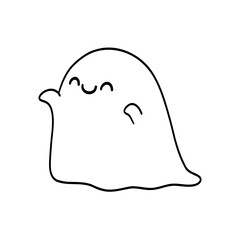 Halloween ghost line drawing, ghost doodle, Halloween coloring line.
