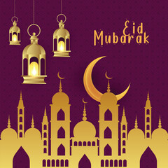 Eid Mubarak greeting card background design. Islamic Arabic background