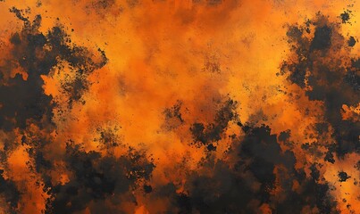 Abstract Orange and Black Splotchy Texture Background