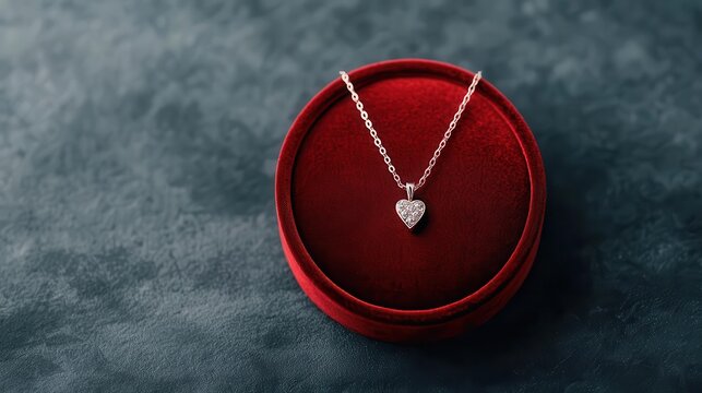 Customized pendant necklace in velvet box, elegant design, 3D illustration