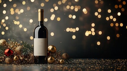 Personalized wine bottle with custom label, festive occasion, 3D illustration