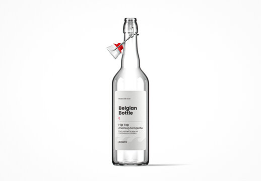 Belgian Flip Top Clear Glass Bottle Mockup