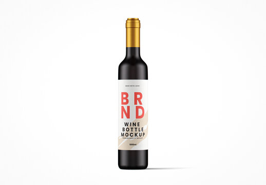Bordeaux Style Matte Amber Glass Bottle Mockup