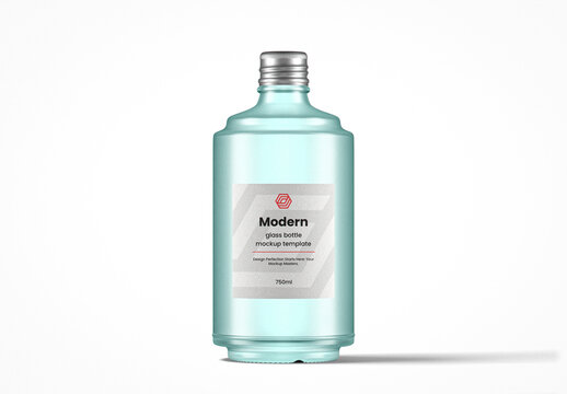Modern Frosted Glass Round Bottle Mockup