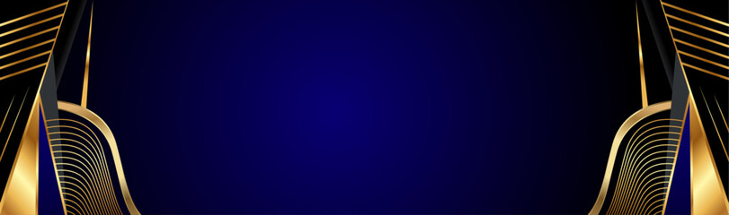 blue and black gradient background with gold decoration