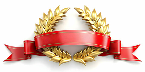 3D Glossy Background with Abstract Laurel Wreath & Ribbon Design for Hari Pahlawan Commemorative Banners - Polished Elegance