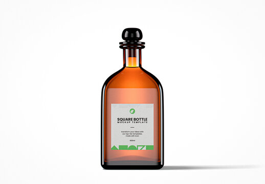 Amber Glass Square Pharma Bottle Mockup