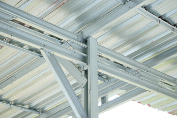 detailed photo of the light steel connection installed as the roof of a prayer room