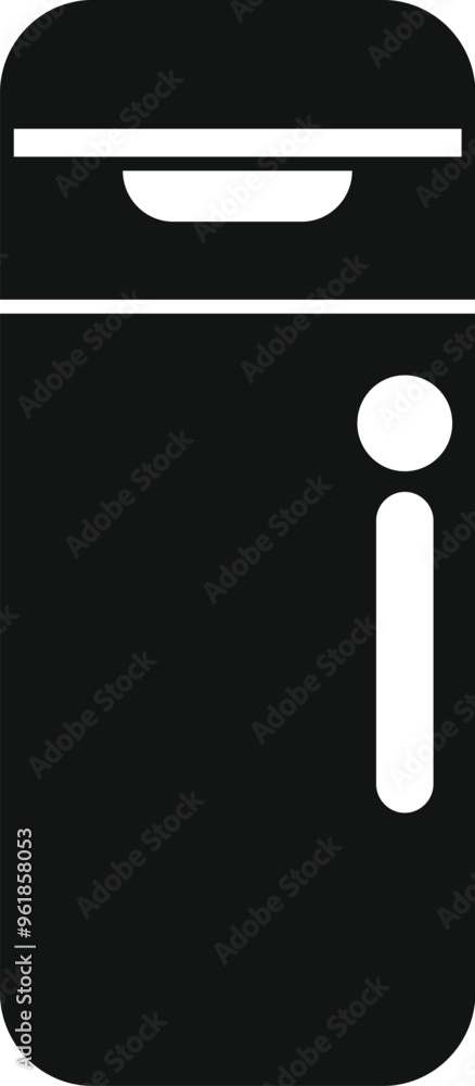 Poster simple vector icon representing a smart trashcan, highlighting innovation in waste management