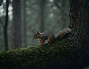 a small squirrel on a tree
