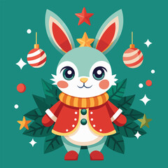 Character set rabbit for decorate in Christmas Day