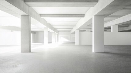 White Minimal Architecture Building with Concrete Floor
