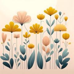 Floral seamless pattern with flowers and leaves Decorative vector pattern abstract background