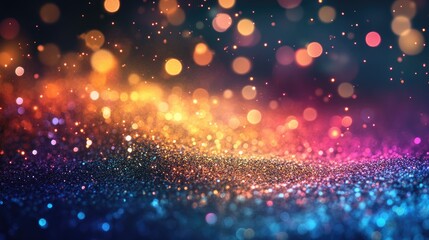 Fototapeta premium Multi Color Glitter Background. Bokeh Lights with Abstract Colorful Motion Blur