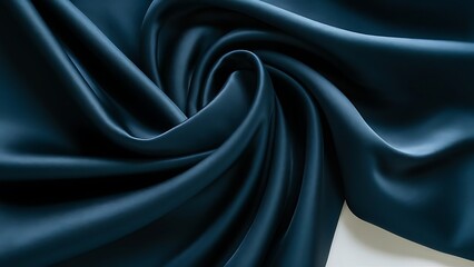 Obraz premium Navy blue cloth. Silk elegant textile fabric as background