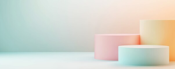 Minimalist shapes, soft pastel gradients, abstract, 3D illustration