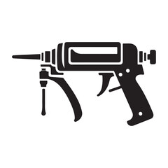 create me Caulking Gun Silhouette Vector illustration with white solid background