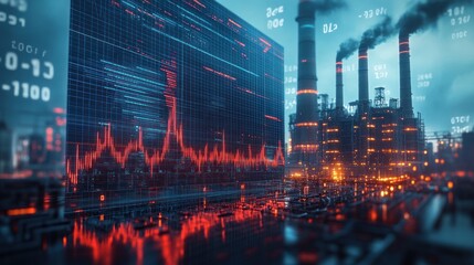 Fototapeta premium Industrial Cityscape: A Visual Representation of Economic Growth