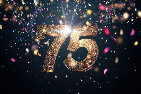 Celebrating 75 Years: Anniversary Party Invitation with Confetti and Ribbon