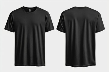 Naklejka premium Black Tshirt Mockup Front and Back Isolated created with Generative AI