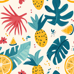 Fototapeta premium summer themed background with repeatable pattern, seamless pattern backdrop