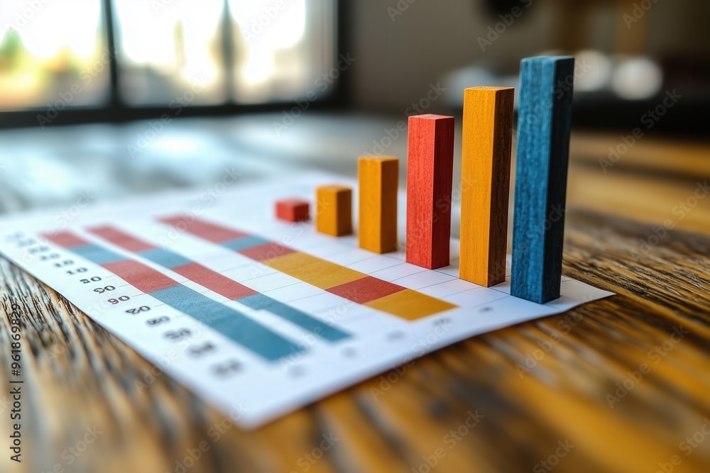 Canvas Prints business plan presentation with a bar graph showing projected revenue growth, copy space for stock p