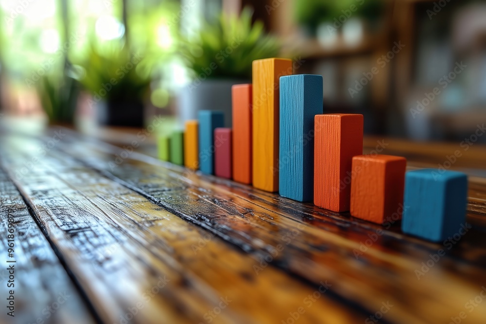 Canvas Prints business plan presentation with a bar graph showing projected revenue growth, copy space for stock p