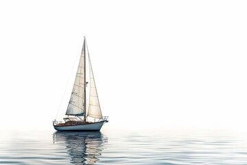 Sailboat gliding across calm water on a serene day