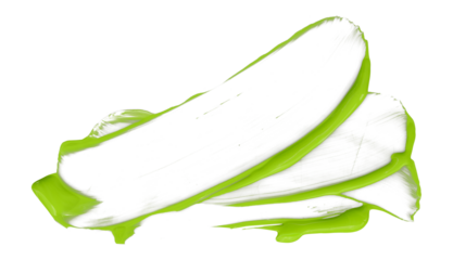 Separate broken green brush strokes on transparent background.